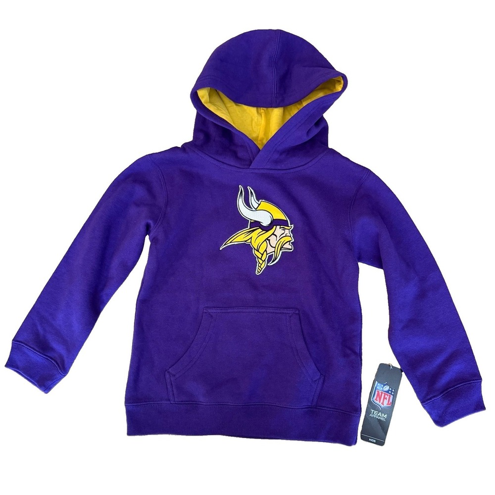 NWT Minnesota Vikings Toddler Pullover Hoodie Size 5/6 Logo Patch Purple NFL Tag